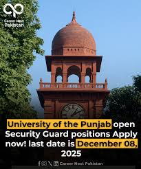 University of the Punjab Security Guard Jobs 2025