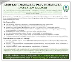 Thrilling Job Opening: Assistant Manager / Deputy Manager - Incubation Center, Karachi