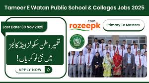 Tameer-e-Wataan Public Schools Teaching Jobs 2025
